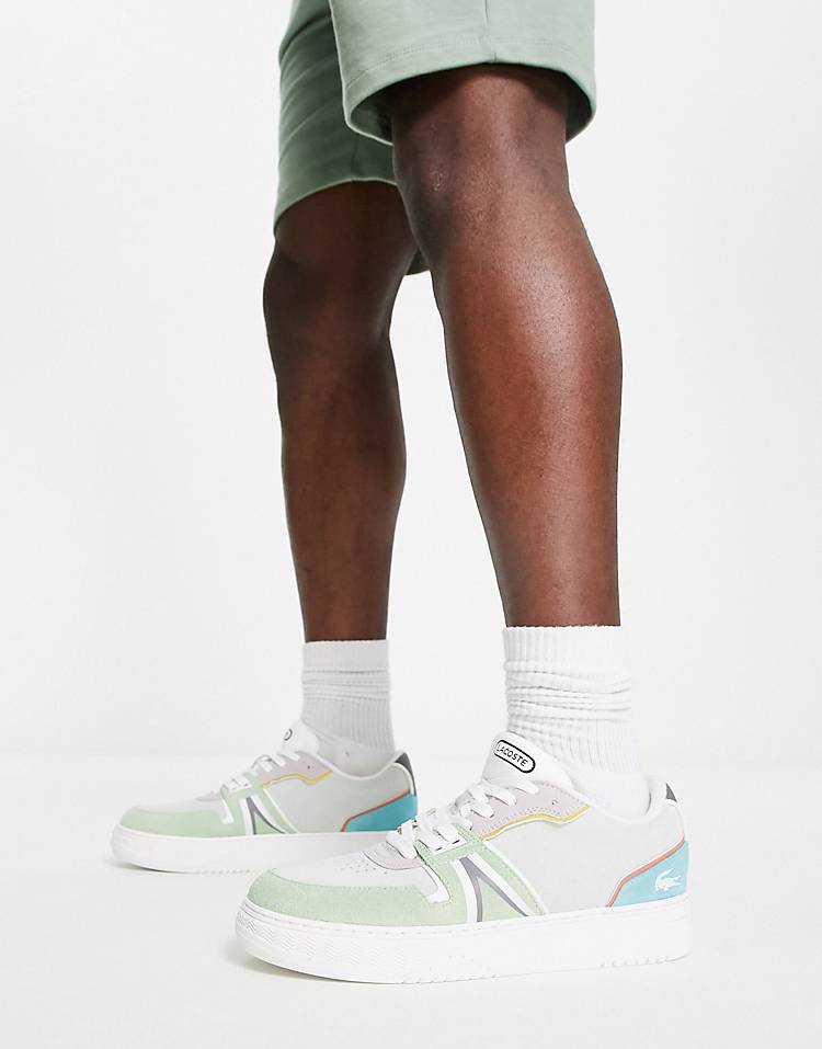 Lacoste L001 chunky sneakers in multi pastel leather